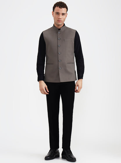 Grey Solid Regular Fit Waistcoat  | Greenfibre