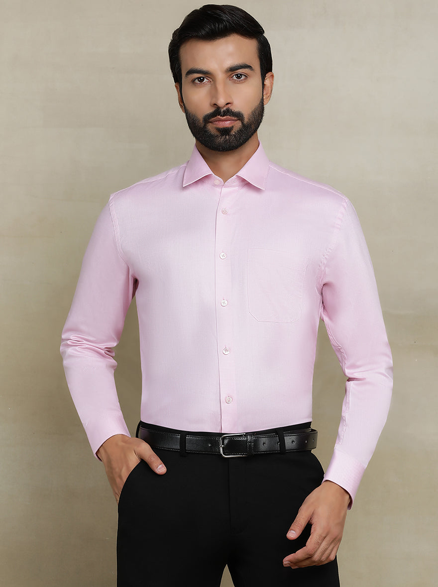 Pink Solid Regular Fit Formal Shirt | JadeBlue