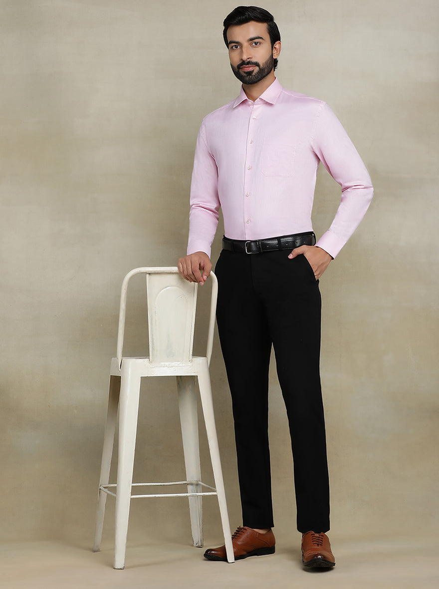 Pink Solid Regular Fit Formal Shirt | JadeBlue