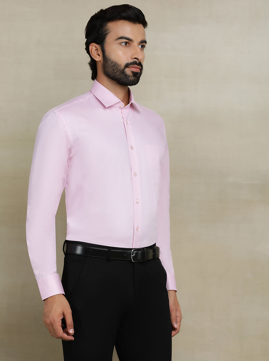 Pink Solid Regular Fit Formal Shirt | JadeBlue