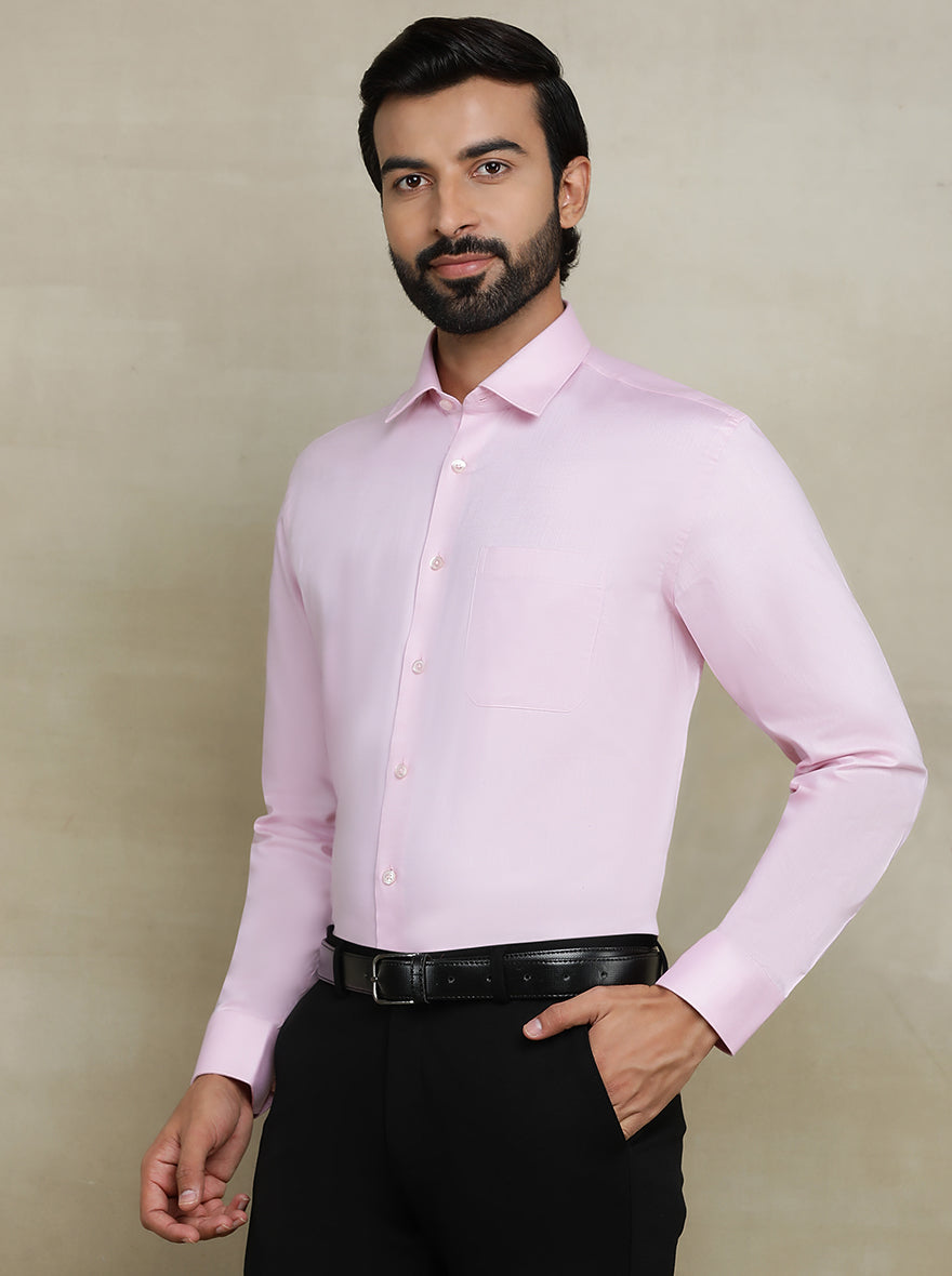 Pink Solid Regular Fit Formal Shirt | JadeBlue