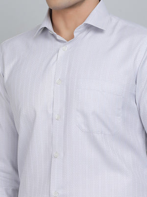 Light Grey Striped Slim Fit Formal Shirt | Greenfibre