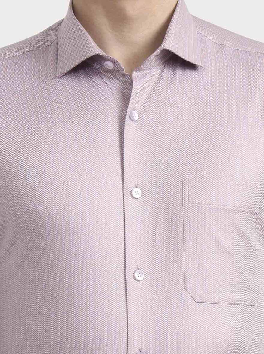 Dark Pink Striped Slim Fit Formal Shirt | Metal