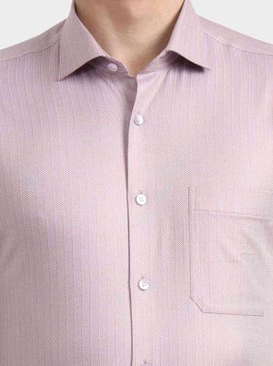 Dark Pink Striped Slim Fit Formal Shirt | Metal