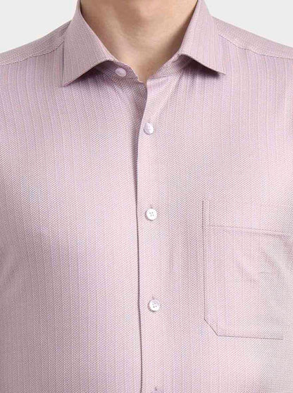 Dark Pink Striped Slim Fit Formal Shirt | Metal