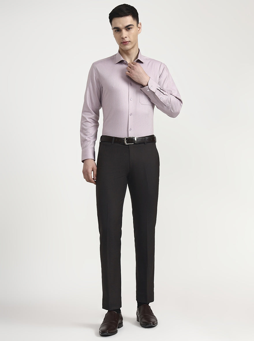 Dark Pink Striped Slim Fit Formal Shirt | Metal