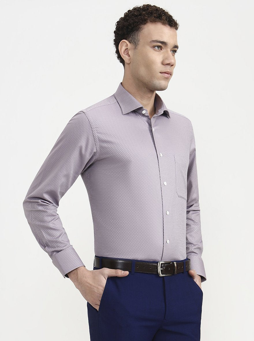 Purple Printed Slim Fit Formal Shirt | JadeBlue Super Luxe