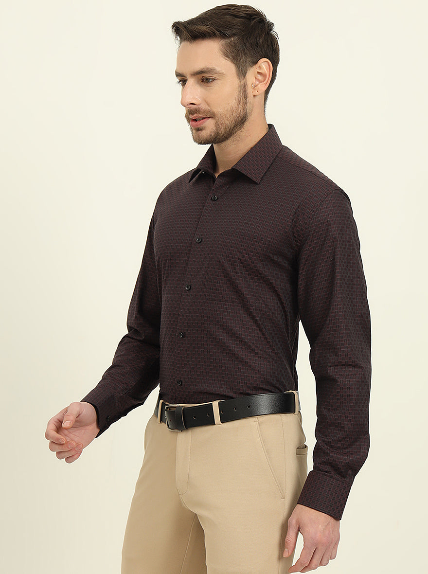 Maroon Checked Slim Fit Formal Shirt | JadeBlue