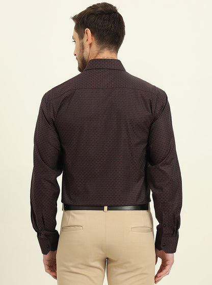 Maroon Checked Slim Fit Formal Shirt | JadeBlue