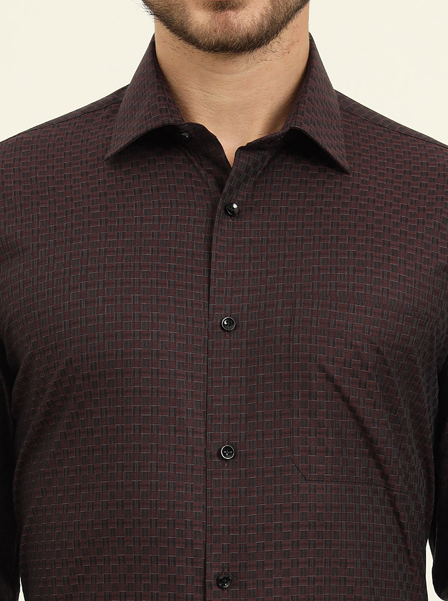 Maroon Checked Slim Fit Formal Shirt | JadeBlue
