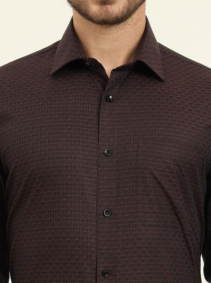 Maroon Checked Slim Fit Formal Shirt | JadeBlue
