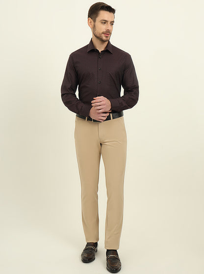 Maroon Checked Slim Fit Formal Shirt | JadeBlue
