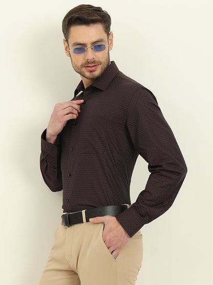 Maroon Checked Slim Fit Formal Shirt | JadeBlue