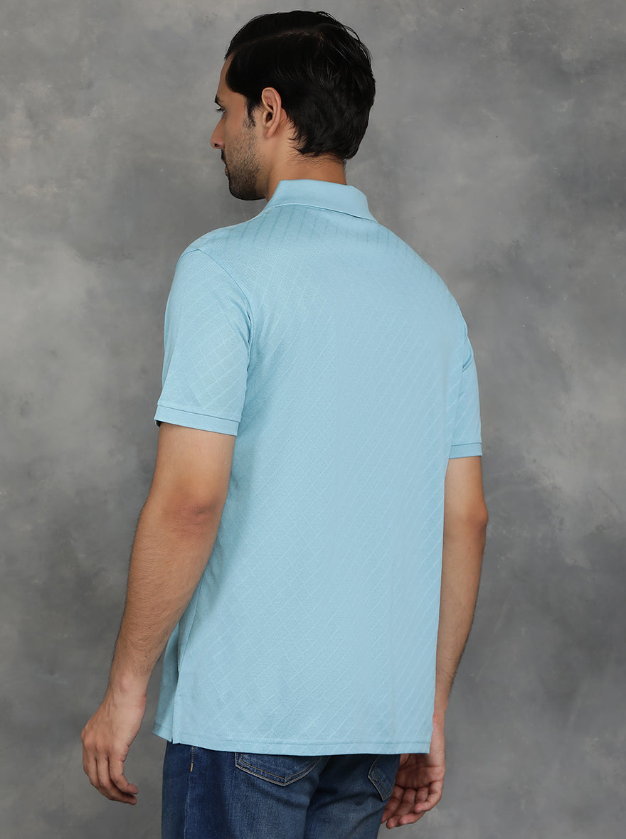 Light Blue Solid Regular Fit Polo T-Shirt | JadeBlue