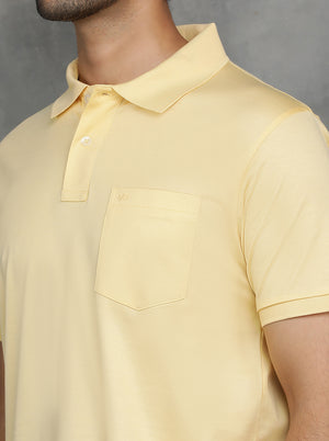 Yellow Solid Regular Fit Polo T-Shirt | JadeBlue