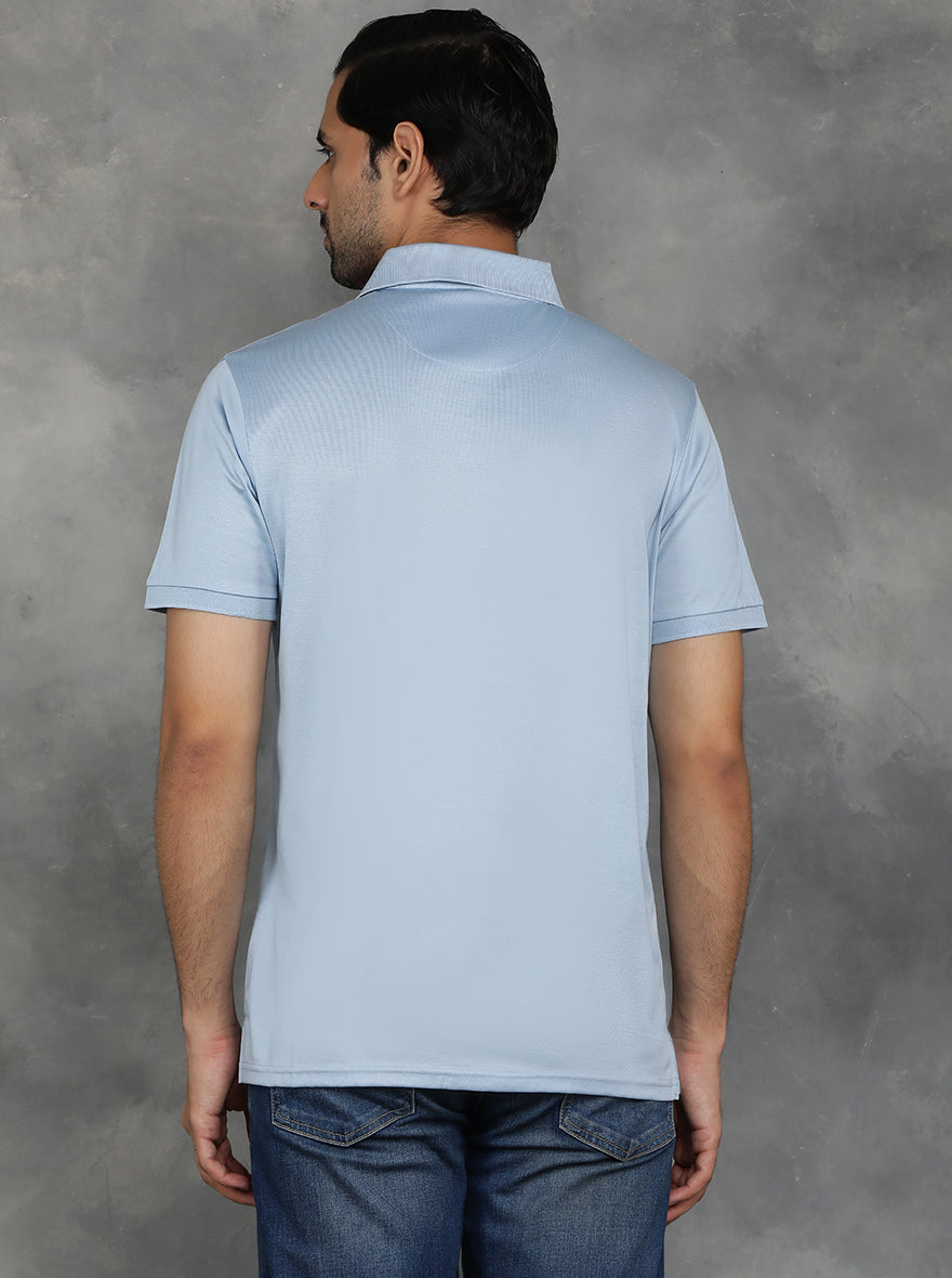 Blue Solid Regular Fit Polo T-Shirt | JadeBlue