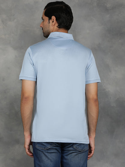 Blue Solid Regular Fit Polo T-Shirt | JadeBlue