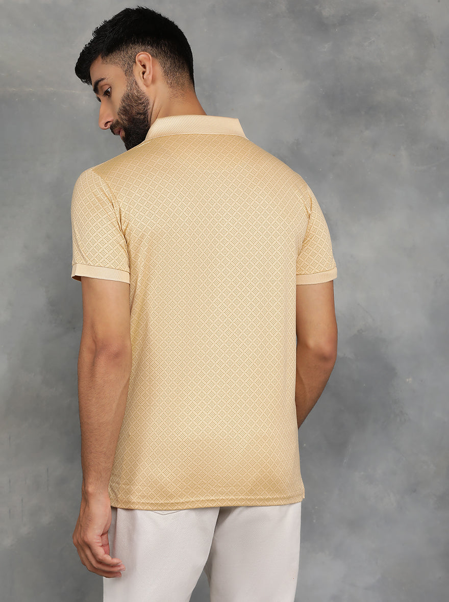 Peach Printed Regular Fit Polo T-Shirt | JadeBlue