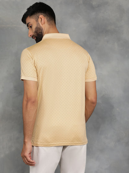 Peach Printed Regular Fit Polo T-Shirt | JadeBlue