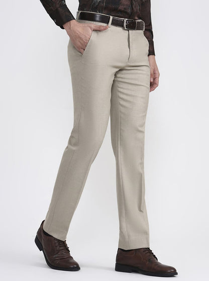 Fawn Solid Super Slim Fit Formal Trouser | Greenfibre