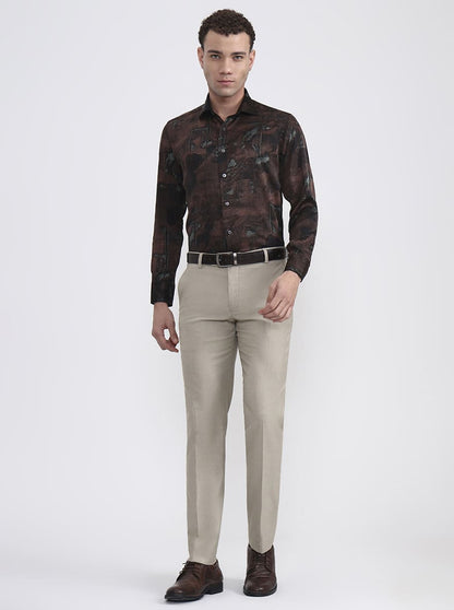 Fawn Solid Super Slim Fit Formal Trouser | Greenfibre