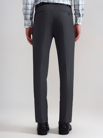 Dark Grey Solid Slim Fit Formal Trouser | JB Studio