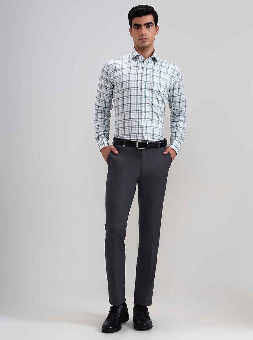 Dark Grey Solid Slim Fit Formal Trouser | JB Studio
