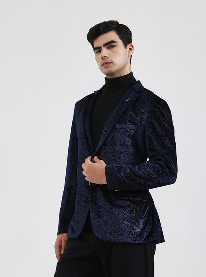 Royal Blue Solid Regular Fit Blazer | JB Studio