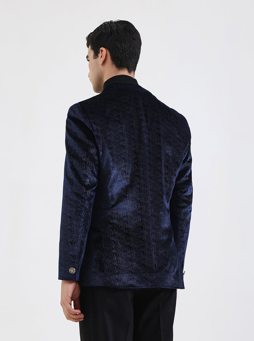 Royal Blue Solid Regular Fit Blazer | JB Studio