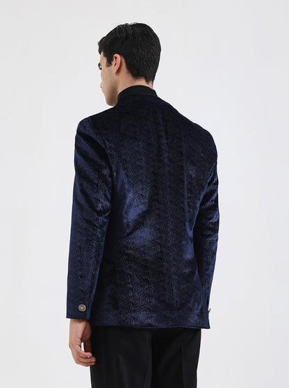 Royal Blue Solid Regular Fit Blazer | JB Studio