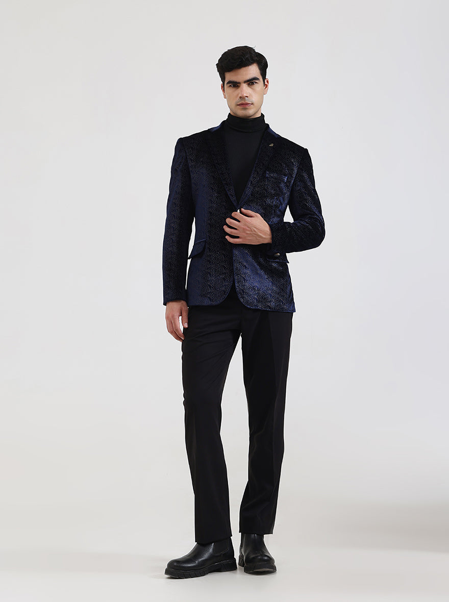 Royal Blue Solid Regular Fit Blazer | JB Studio