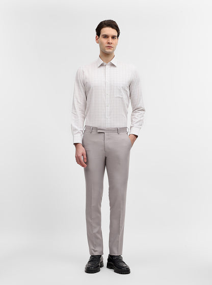 Light Grey Solid Slim Fit Formal Trouser | Metal
