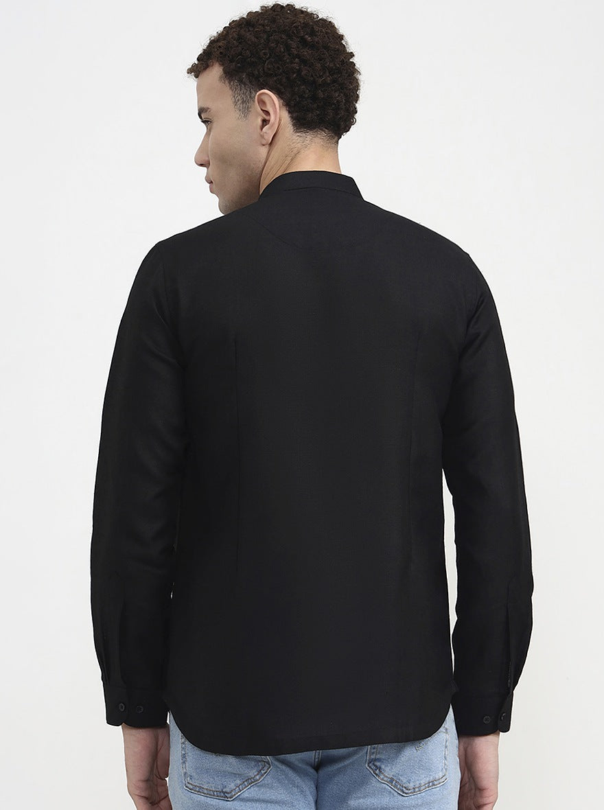 Black Solid Slim Fit Party Wear Kurta | Wyre