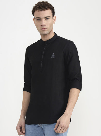 Black Solid Slim Fit Party Wear Kurta | Wyre