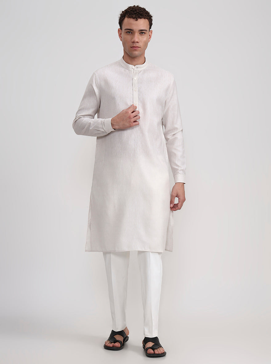 Fawn Solid Regular Fit Modi Kurta | JadeBlue
