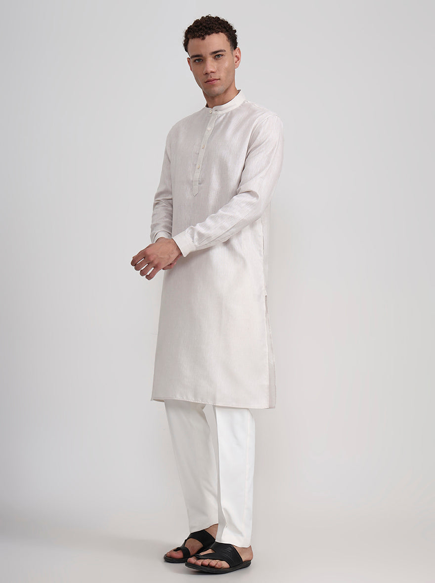 Fawn Solid Regular Fit Modi Kurta | JadeBlue