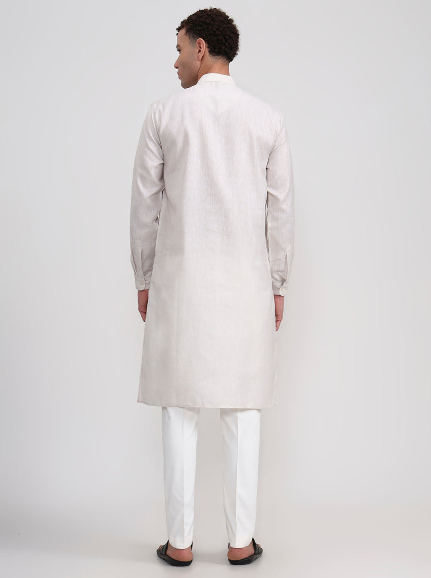 Fawn Solid Regular Fit Modi Kurta | JadeBlue