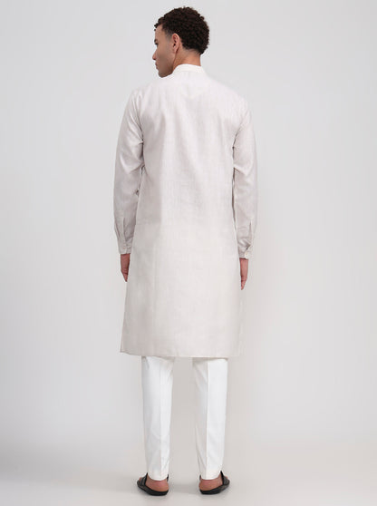 Fawn Solid Regular Fit Modi Kurta | JadeBlue