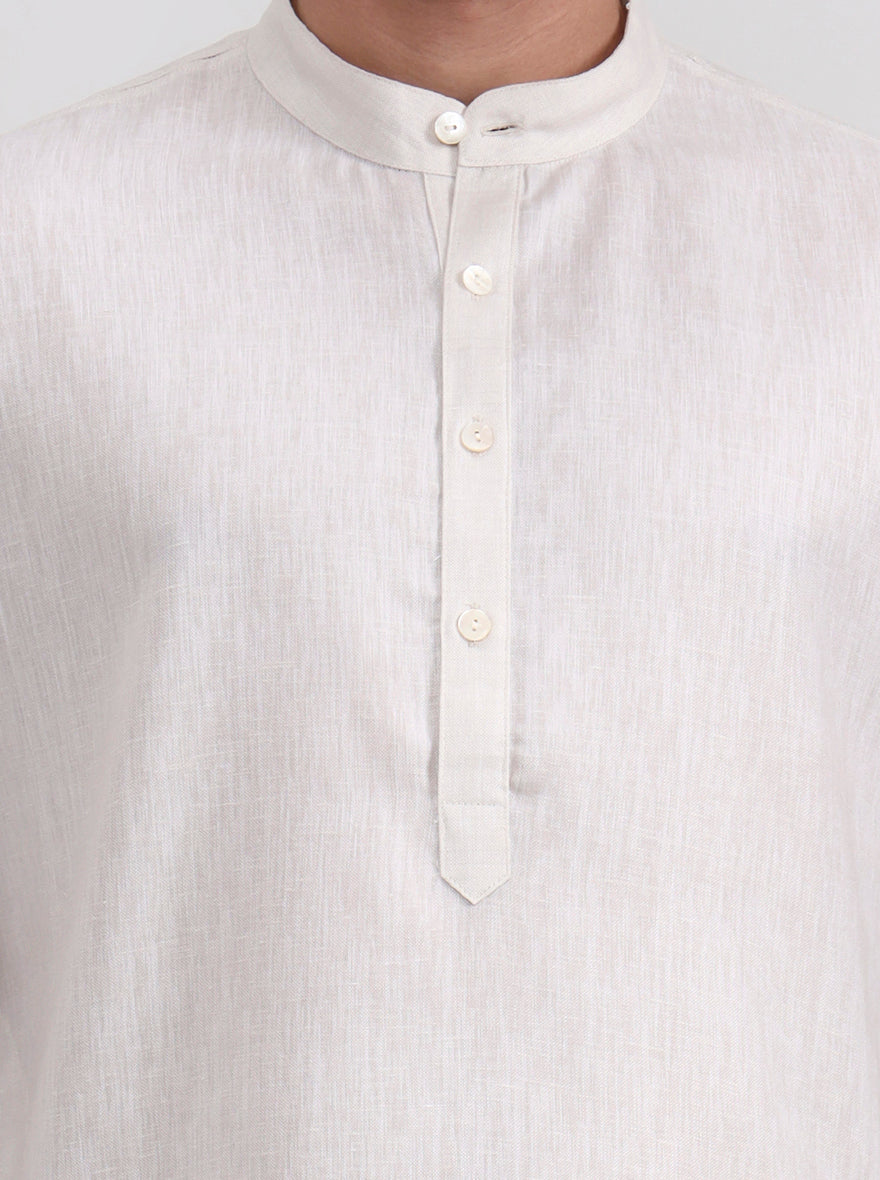 Fawn Solid Regular Fit Modi Kurta | JadeBlue