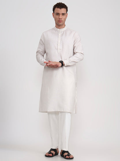 Fawn Solid Regular Fit Modi Kurta | JadeBlue