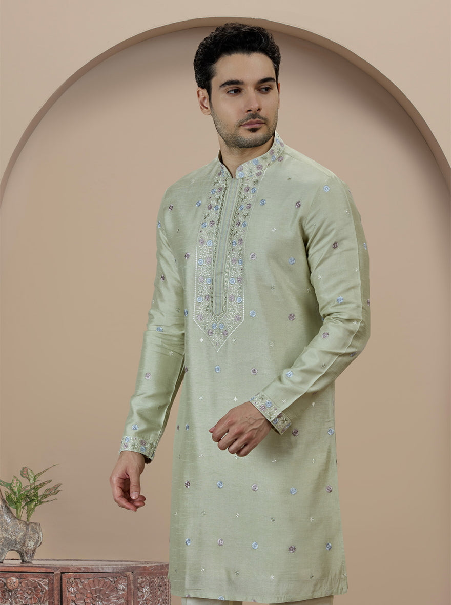 Pista Embroidered Kurta Pajama | Virasana