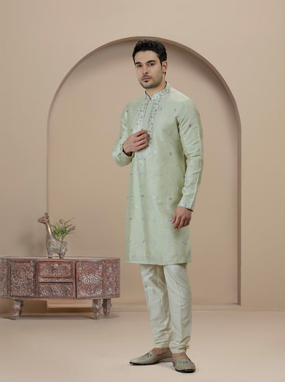 Pista Embroidered Kurta Pajama | Virasana