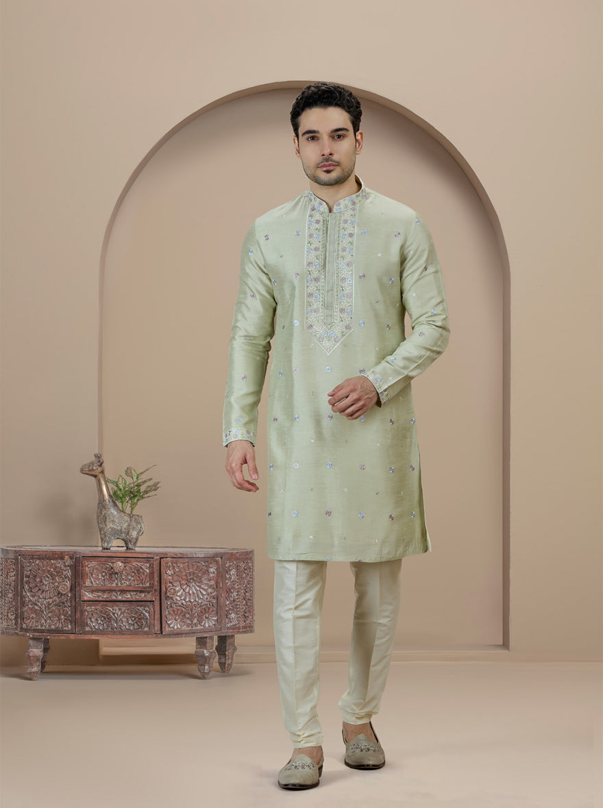 Pista Embroidered Kurta Pajama | Virasana