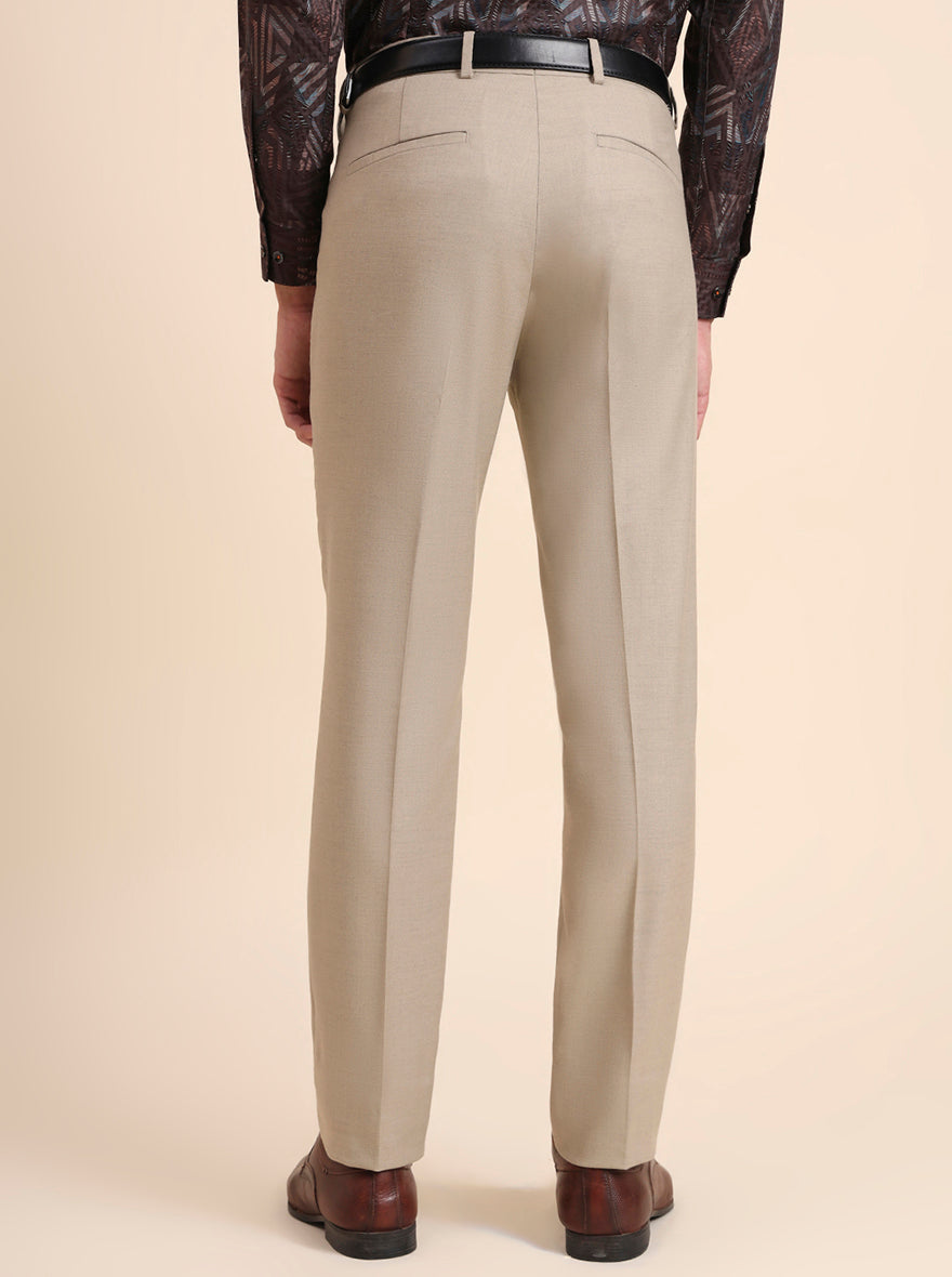 Fawn Solid Slim Fit Formal Trouser | Greenfibre