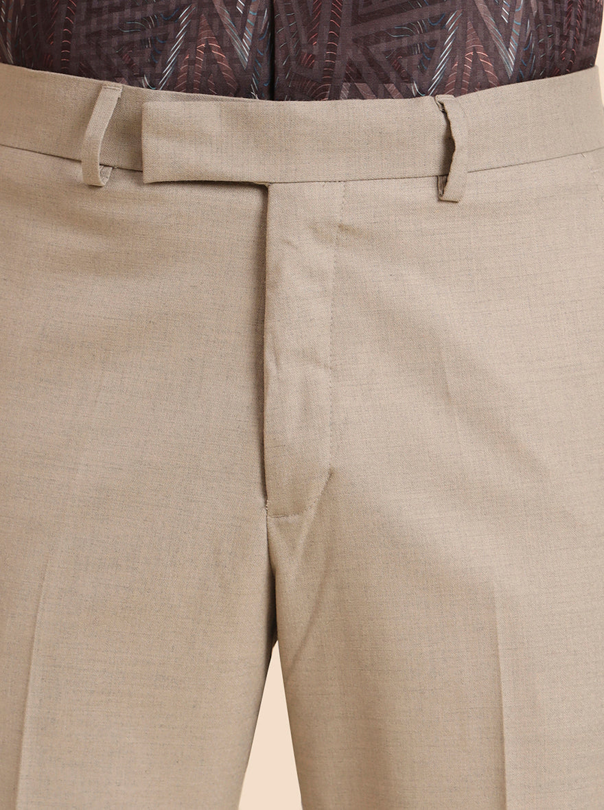 Fawn Solid Slim Fit Formal Trouser | Greenfibre