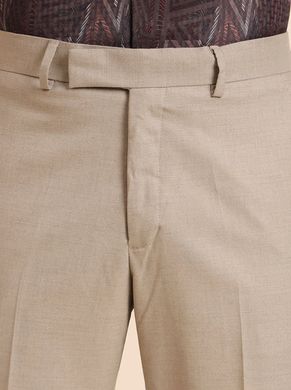 Fawn Solid Slim Fit Formal Trouser | Greenfibre