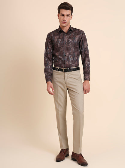 Fawn Solid Slim Fit Formal Trouser | Greenfibre