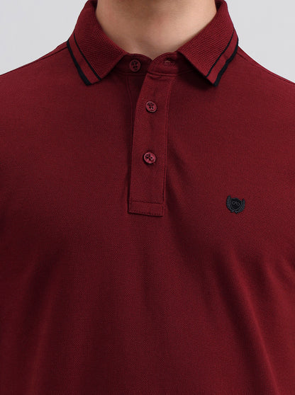 Maroon Solid Slim Fit Polo T-Shirt | JadeBlue