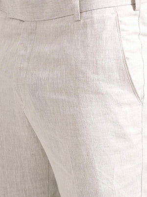 Off White Solid Slim Fit Formal Trouser | JadeBlue