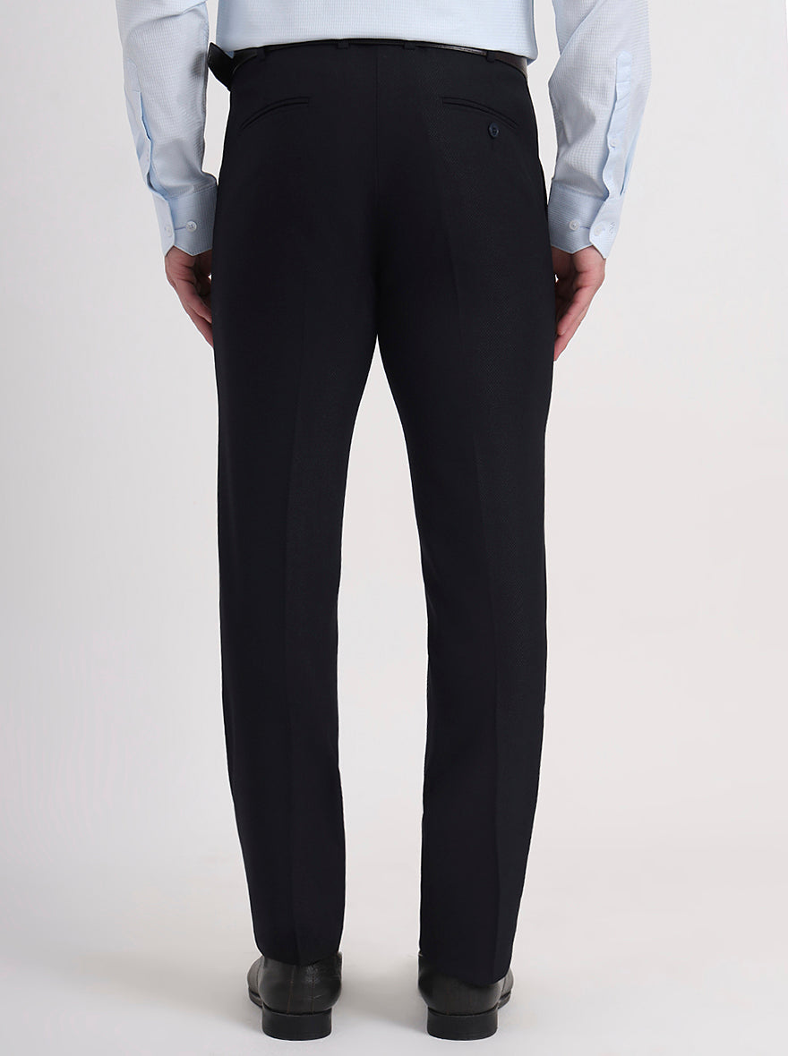 Navy Blue Solid Slim Fit Formal Trouser | JB Studio